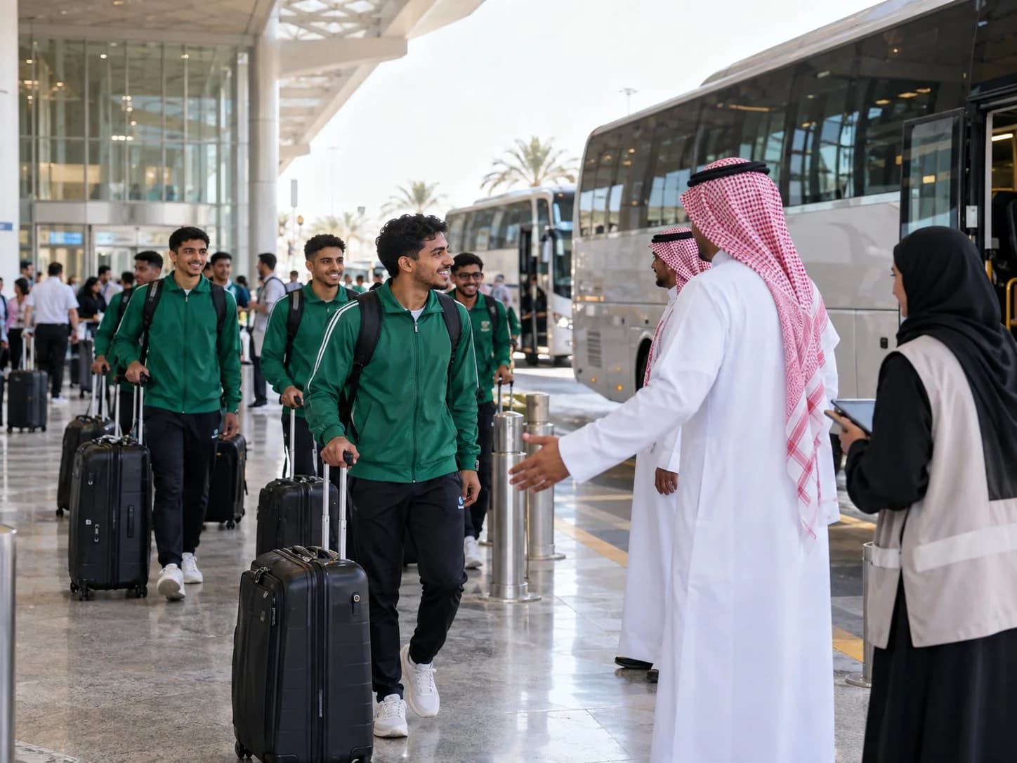 استقبال الفرق المشاركة في المطار