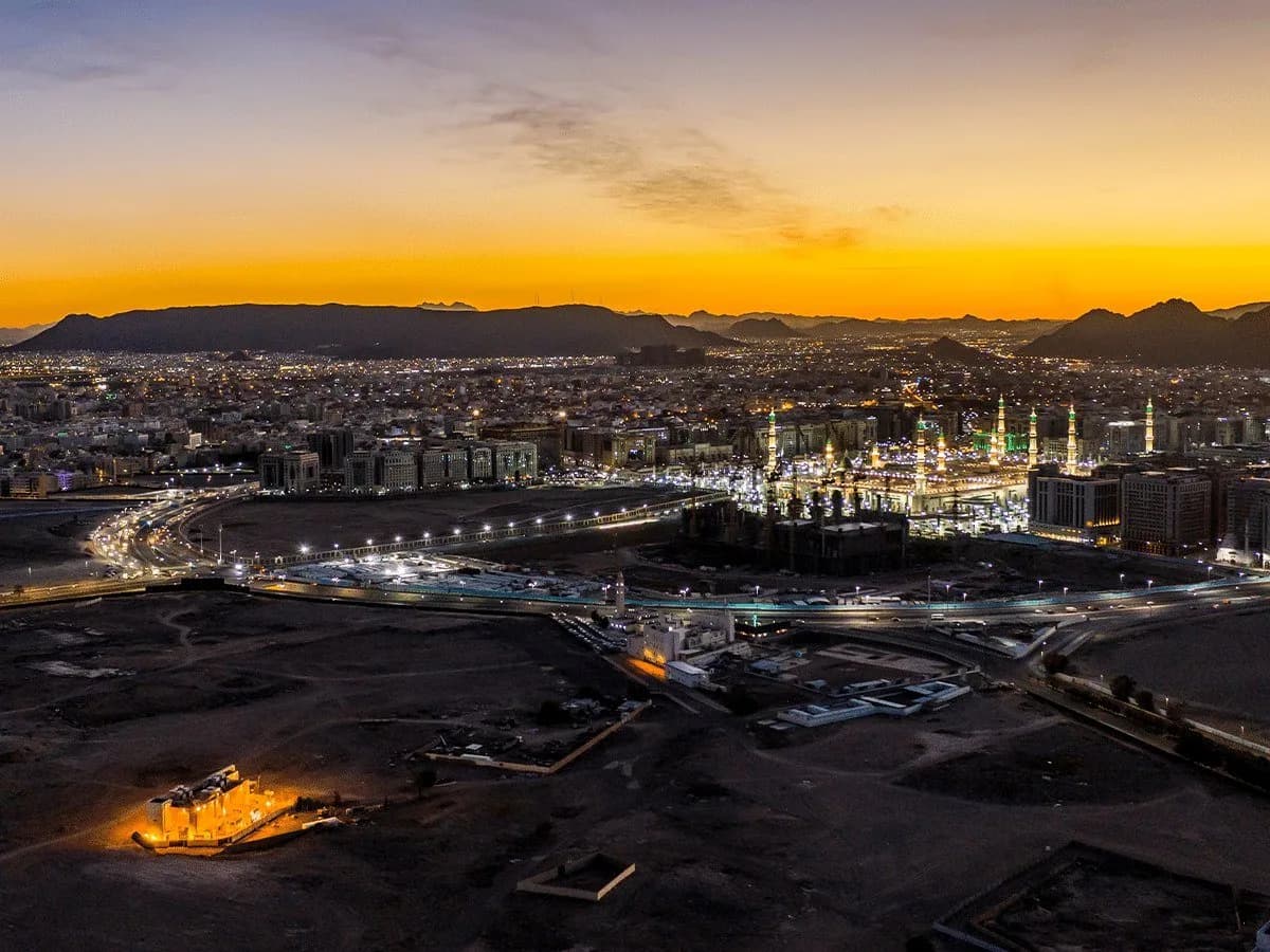 المدينة المنورة والمسجد النبوي وقت الغروب